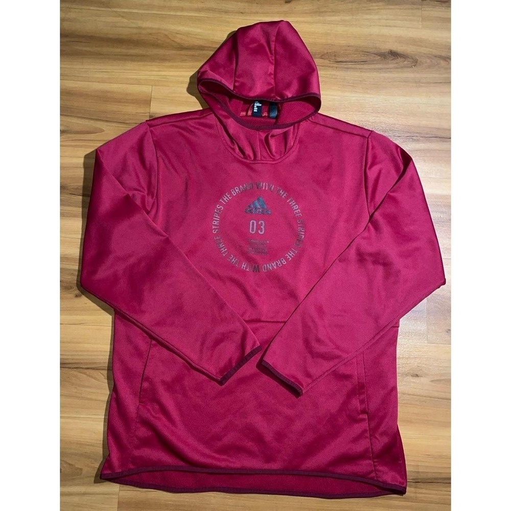 Mens Adidas 3 Stripes Athletic Active Performance Sweatshirt Pullover Hoodie